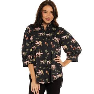 NWT HollyShae RARE Dog Print Blouse